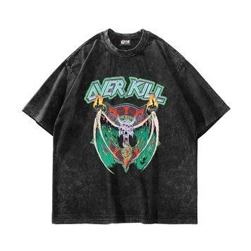 Футболка Overkill с фэнтези-принтом черепа и пламени, чёрная, унисекс ONE SIZE 140443 140443 фото