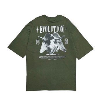 Футболка Evolution Prophecy с готическим принтом ангелов и надписью, хаки, унисекс XL 140410 140410 фото