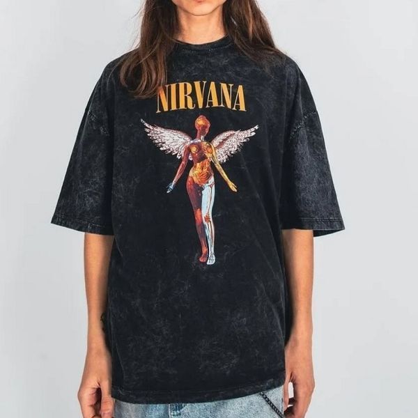 Футболка Nirvana с принтом ангела "In Utero", графитовая, унисекс, ONE SIZE 140111 140111 фото