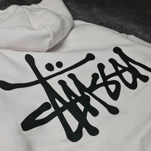 Худі Stussy з чорним графічним принтом, біле, унісекс S 140211 140211 фото