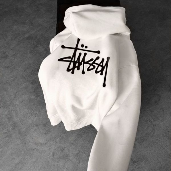 Худі Stussy з чорним графічним принтом, біле, унісекс S 140211 140211 фото