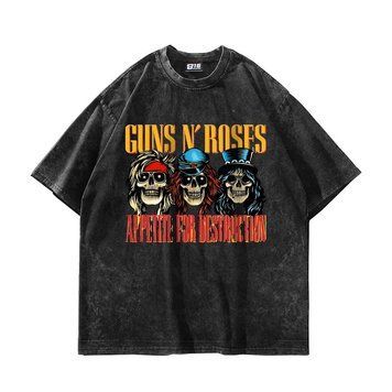 Футболка Guns And Roses с черепами из "Appetite for Destruction", винтажный графит унисекс ONE SIZE 140411 140411 фото