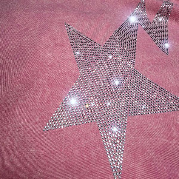 Футболка жіноча Star з блискучим принтом зі стразами, рожева ONE SIZE 140363 140363 фото