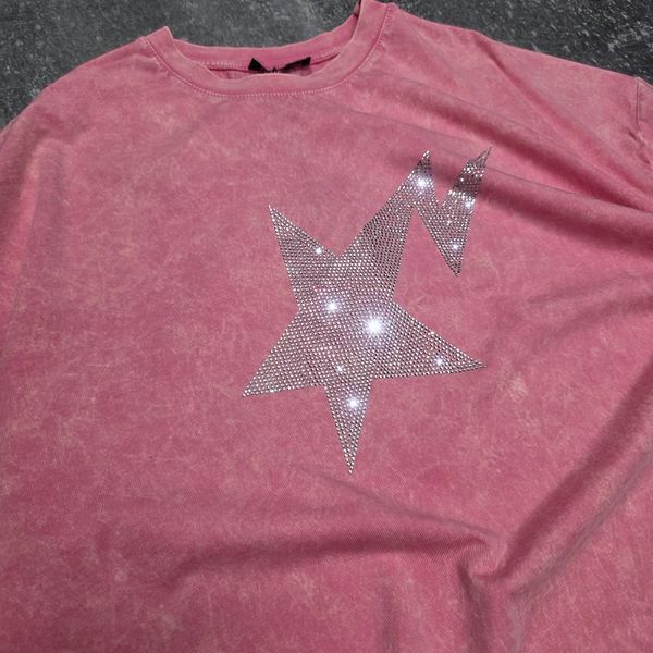 Футболка жіноча Star з блискучим принтом зі стразами, рожева ONE SIZE 140363 140363 фото