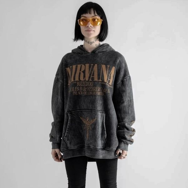 Худи Nirvana с коричневым принтом In Utero, вываренное, унисекс S-M 140215 140215 фото