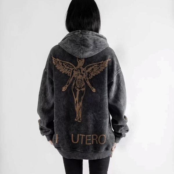 Худи Nirvana с коричневым принтом In Utero, вываренное, унисекс S-M 140215 140215 фото