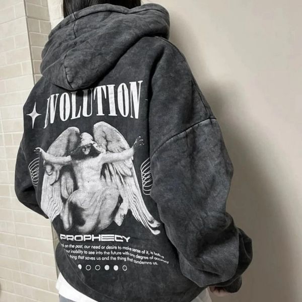 Парні худі з ангелом та написом "Evolution", виварене, унісекс Темно-сірий S + Темно-сірий S 140226 + 140226 140226+140227 фото