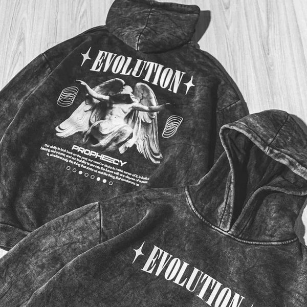 Парні худі з ангелом та написом "Evolution", виварене, унісекс Темно-сірий S + Темно-сірий S 140226 + 140226 140226+140227 фото