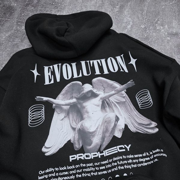 Худі Evolution з білим написом, чорне, унісекс S-M 8880000001003 фото