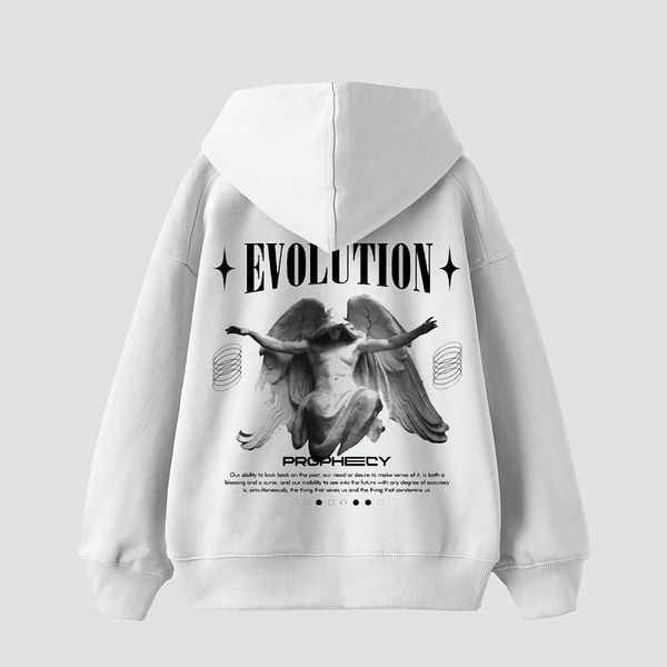 Парні худі з ангелом та написом "Evolution", унісекс Білий S + Білий S 140225 + 140225 140225+140226 фото