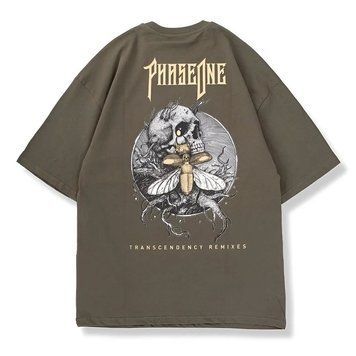 Футболка PhaseOne с принтом черепа и мотылька "Transcendency", хаки, унисекс XL 140130 140130 фото