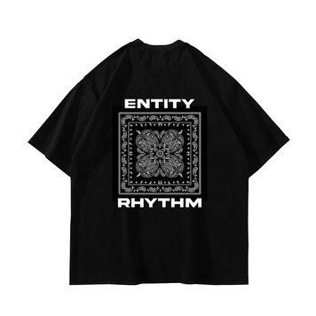 Футболка с принтом банданы и надписью "ENTITY RHYTHM", чёрная, унисекс S-M 140375 140375 фото