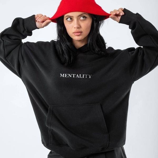 Худі Mentality з надписом, чорне, унісекс S-M 8880000001001 фото