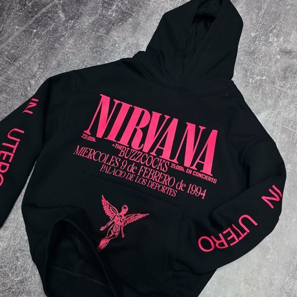 Худі Nirvana з рожево-анатомічним принтом, чорне, унісекс S-M 8880000001005 фото