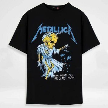 Футболка METALLICA, чорна з блакитним принтом S 140079 фото