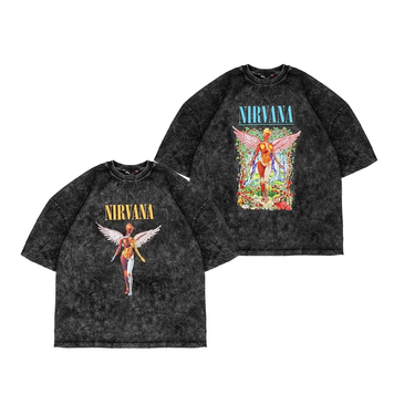 Парні футболки Nirvana з принтом ангела "In Utero", унісекс Темно-сірий S + Темно-сірий S 140111 + 140111 140111+140115 фото