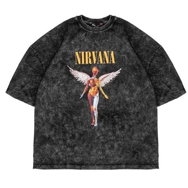 Парні футболки Nirvana з принтом ангела "In Utero", унісекс Темно-сірий S + Темно-сірий S 140111 + 140111 140111+140115 фото