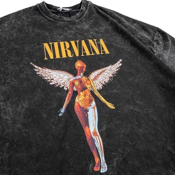 Парні футболки Nirvana з принтом ангела "In Utero", унісекс Темно-сірий S + Темно-сірий S 140111 + 140111 140111+140115 фото