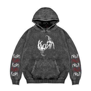 Худі KORN виварене, темно-сіре з принтом L-XL 140308 фото