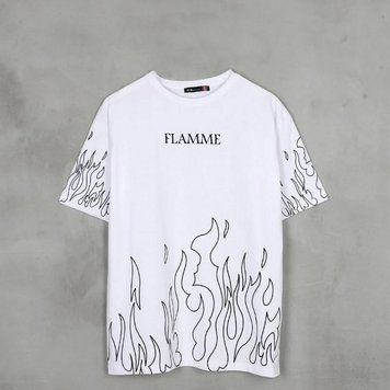 Футболка Depeche Mode с огненным принтом "Flamme", белая, унисекс, S, 140039 140039 фото