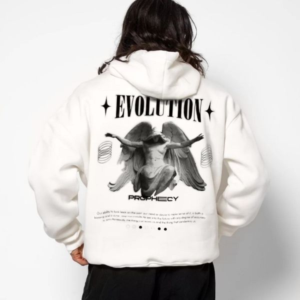 Парные худи с ангелом и надписью "Evolution", унисекс Белый S + Белый S 140225 + 140225 140225+140227 фото