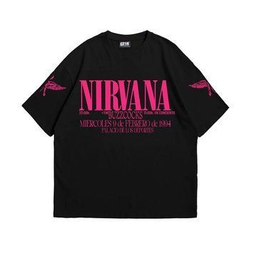Футболка Nirvana с розово-анатомическим принтом, чёрная, унисекс S-M 140439 140439 фото