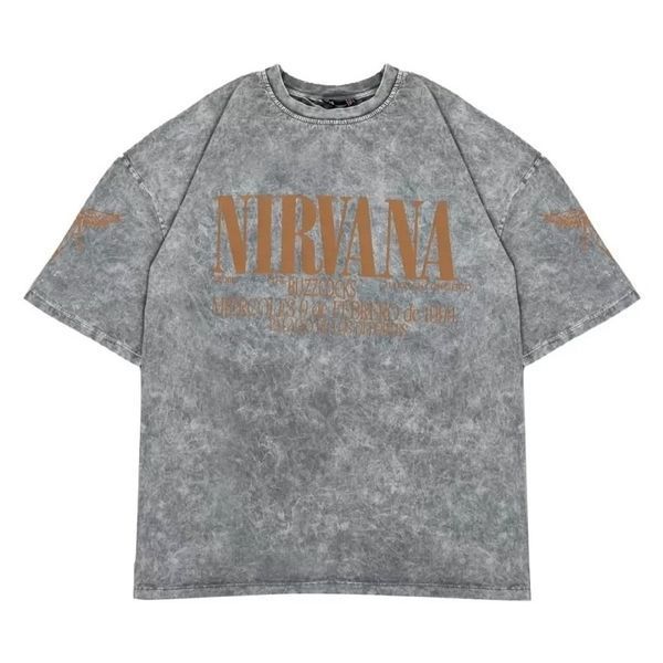 Парні футболки Nirvana з коричневим вінтажним принтом, унісекс Світло-сірий S + Світло-сірий S 140099 + 140099 140099+140103 фото