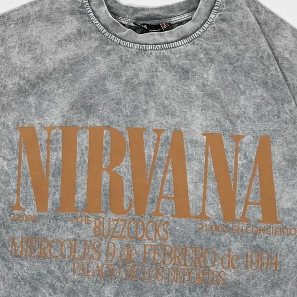 Парні футболки Nirvana з коричневим вінтажним принтом, унісекс Світло-сірий S + Світло-сірий S 140099 + 140099 140099+140103 фото