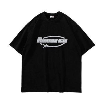 Футболка Reverse з принтом з страз, чорна, унісекс L-XL 140449 140449 фото