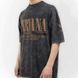 Футболка Nirvana з коричневим концертним принтом, виварена темно-сіра, унісекс, ONE SIZE 140103 140103 фото 9